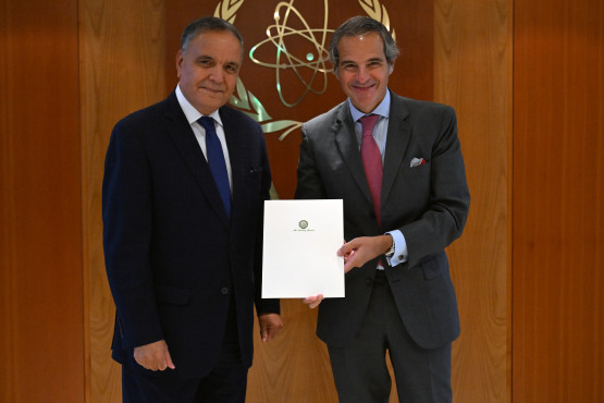 Rafael Mariano Grossi, IAEA Director-General, met with Ambassador Salah Boucha, Head of the Permanent Observer Mission of the League of Arab States during his official visit to the Agency headquarters in Vienna, Austria. 12 September 2024.