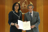 The new Resident Representative of Cabo Verde to the IAEA, HE Ms. Clara Manuela da Luz Delgado Jesus, presented her credentials to IAEA Director General Rafael Mariano Grossi, at the Agency headquarters in Vienna, Austria. 19 January 2024