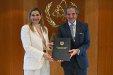 The new Resident Representative of Venezuela to the IAEA, HE Ms. Claudia Salerno Caldera, presented her credentials to IAEA Director General Rafael Mariano Grossi, at the Agency headquarters in Vienna, Austria. 8 July 2024