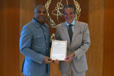 The new Resident Representative of Republique de Guinee to the IAEA, HE Mr. Lounceny Conde, presented his credentials to IAEA Director General Rafael Mariano Grossi, at the Agency headquarters in Vienna, Austria. 29 July 2024