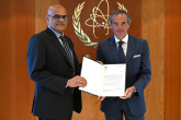 The new Resident Representative of Pakistan to the IAEA, HE Mr. Mohammad Kamran Akhtar Malik, presented his credentials to IAEA Director General Rafael Mariano Grossi, at the Agency headquarters in Vienna, Austria. 31 July 2024