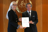 The new Resident Representative of Slovenia to the IAEA, HE Ms. Melita Zupevc, presented her credentials to IAEA Director General Rafael Mariano Grossi, at the Agency headquarters in Vienna, Austria. 26 August 2024