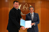 The new Resident Representative of Holy See to the IAEA, Monsignor Richard Allen Gyhra, presented his credentials to IAEA Director General Rafael Mariano Grossi, at the Agency headquarters in Vienna, Austria. 9 September 2024