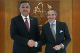 Rafael Mariano Grossi, IAEA Director General, met with Kubanychbek Omuraliev, Secretary-General of the Organization of Turkic States (OTS) during his official visit to the Agency headquarters in Vienna, Austria. 3 April 2023. 


