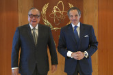Rafael Mariano Grossi, IAEA Director General, met with Mr. Enrique Lau Cortes, Director General of the Social Security Fund of Panama, during his official visit to the Agency headquarters in Vienna, Austria. 28 June 2023