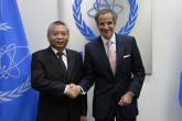 Rafael Mariano Grossi, IAEA Director General, meets with Zhang Kejian, Chairman of China Atomic Energy Authority (CAEA), during his official visit to the Agency headquarters in Vienna, Austria. 9 October 2023.