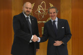 Rafael Mariano Grossi, IAEA Director-General, met with HE Mr. Victor Parlicov, Minister for Energy of the Republic of Moldova during his official visit to the Agency headquarters in Vienna, Austria. 15 December 2023. 