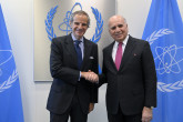 Rafael Mariano Grossi, IAEA Director-General, met with HE Mr. Fuad Mohammed Hussein, Minister of Foreign Affairs of Iraq, during his official visit to the Agency headquarters in Vienna, Austria. 22 January 2024.