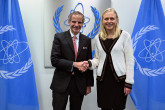 Rafael Mariano Grossi, IAEA Director-General, met with HE Ms. Elina Valtonen, Minister for Foreign Affairs of Finland, during her official visit to the Agency headquarters in Vienna, Austria. 9 February 2024. 