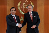 Rafael Mariano Grossi, IAEA Director-General, met with Ambassador Febrian Alphyanto Ruddyard, President of Disarmament Conference 2023-2024, during his official visit to the Agency headquarters in Vienna, Austria. 9 February 2024. 