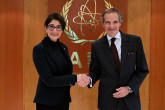 Rafael Mariano Grossi, IAEA Director-General, met with Ms. Aarti Holla-Maini, Director, the United Nations Office for Outer Space Affairs (UNOOSA) during her official visit to the Agency headquarters in Vienna, Austria. 23 February 2024. 
