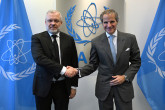 Rafael Mariano Grossi, IAEA Director-General, met with HE Mr. Herman Galushchenko, Minister of Energy of Ukraine, during his official visit to the Agency headquarters in Vienna, Austria. 6 Jun 2024.