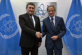 Rafael Mariano Grossi, IAEA Director-General, met with His Excellency, Mr. Jurabek Mirzamahmudov, Minister of Energy of the Republic of Uzbekistan, during his official visit to the Agency headquarters in Vienna, Austria. 10 Jun 2024.