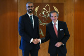 Rafael Mariano Grossi, IAEA Director-General, met with HE Mr. Omar Sultan Al Olama, Minister for State for AI, Digital Economy, Remote Work Applications of the United Arab Emirates, during his official visit to the Agency headquarters in Vienna, Austria. 25 Jun 2024.
