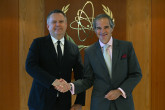 Rafael Mariano Grossi, IAEA Director-General, met with Mr. Sergiy Kyslytsya, Ukraine’s Representative to the United Nations, during his official visit to the Agency headquarters in Vienna, Austria. 8 August 2024.