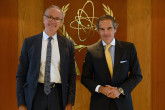 Rafael Mariano Grossi, IAEA Director-General, met with Jean-Louis Falconi, Governor for France to the IAEA, during his official visit to the Agency headquarters in Vienna, Austria. 11 September 2024.