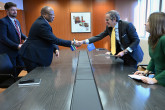 HE Mr. Rapulane Molekane, Resident Representative of South Africa to the IAEA, deposits South Africa’s instrument of acceptance of the Amendment to the Convention on the Physical Protection of Nuclear Material (CPPNM) with IAEA Director General Rafael Mariano Grossi at the Agency’s headquarters in Vienna, Austria on 26 February 2024.