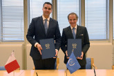 Rafael Mariano Grossi, IAEA Director-General, met with HE Mr. Ian Borg, Minister for Foreign and European Affairs and Trade as they signed the Country Programme Framework (CPF) for the Republic of Malta (2024 – 2028) on behalf of the Government of the Republic of Malta and the International Atomic Energy Agency. Vienna, Austria. 19 October 2023. 