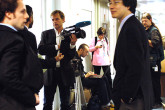 Members of the media anxiously anticipate the arrival of IAEA Director General Mohamed ElBaradei to a press conference following the announcement of his Nobel Peace Prize win. (International Atomic Energy Agency, Vienna Austria, 7 October 2005)