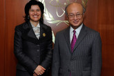 H.E. Mrs. Antonella Mularoni, Minister for Foreign Affairs of San Marino, met IAEA Director General Yukiya Amano at the Agency Headquarters in Vienna, Austria, 24 November 2011.