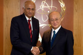 H.E. Mr. Ranjan Mathai, Foreign Secretary, Ministry of External Affairs of India, met IAEA Director General Yukiya Amano during the Foreign Secretary's visit to the IAEA Headquarters in Vienna, Austria, 2 March 2012.