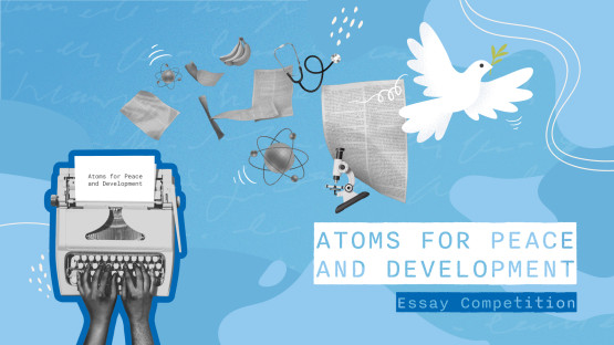 An image of a typewriter next to the words Atoms for Peace and Development Essay Competition